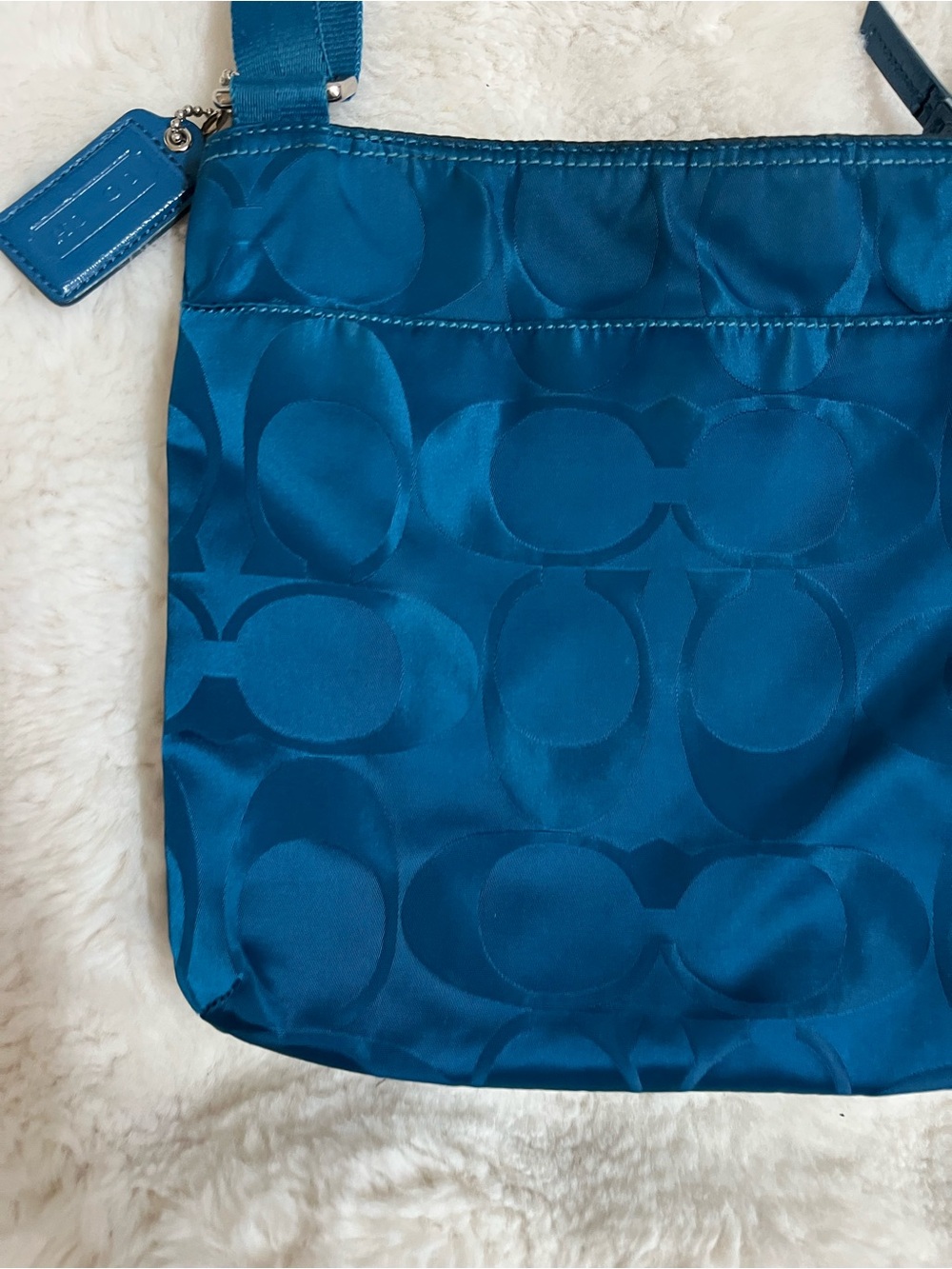 Coach Teal Signature Nylon Crossbody Bag - Pre-Owned - Picture 11 of 16